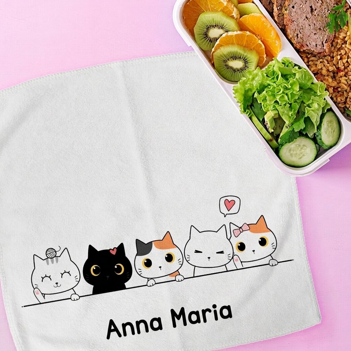 Asciugamano personalizzato con scritta per bambini - Gattini