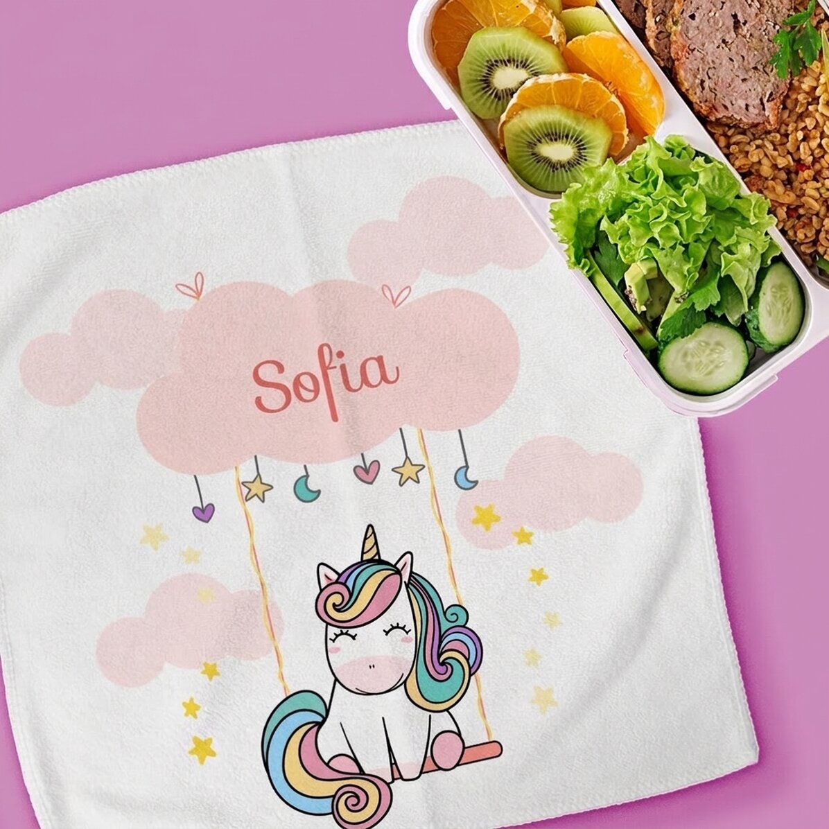 Asciugamano personalizzato con scritta per bambini - Cute Unicorn