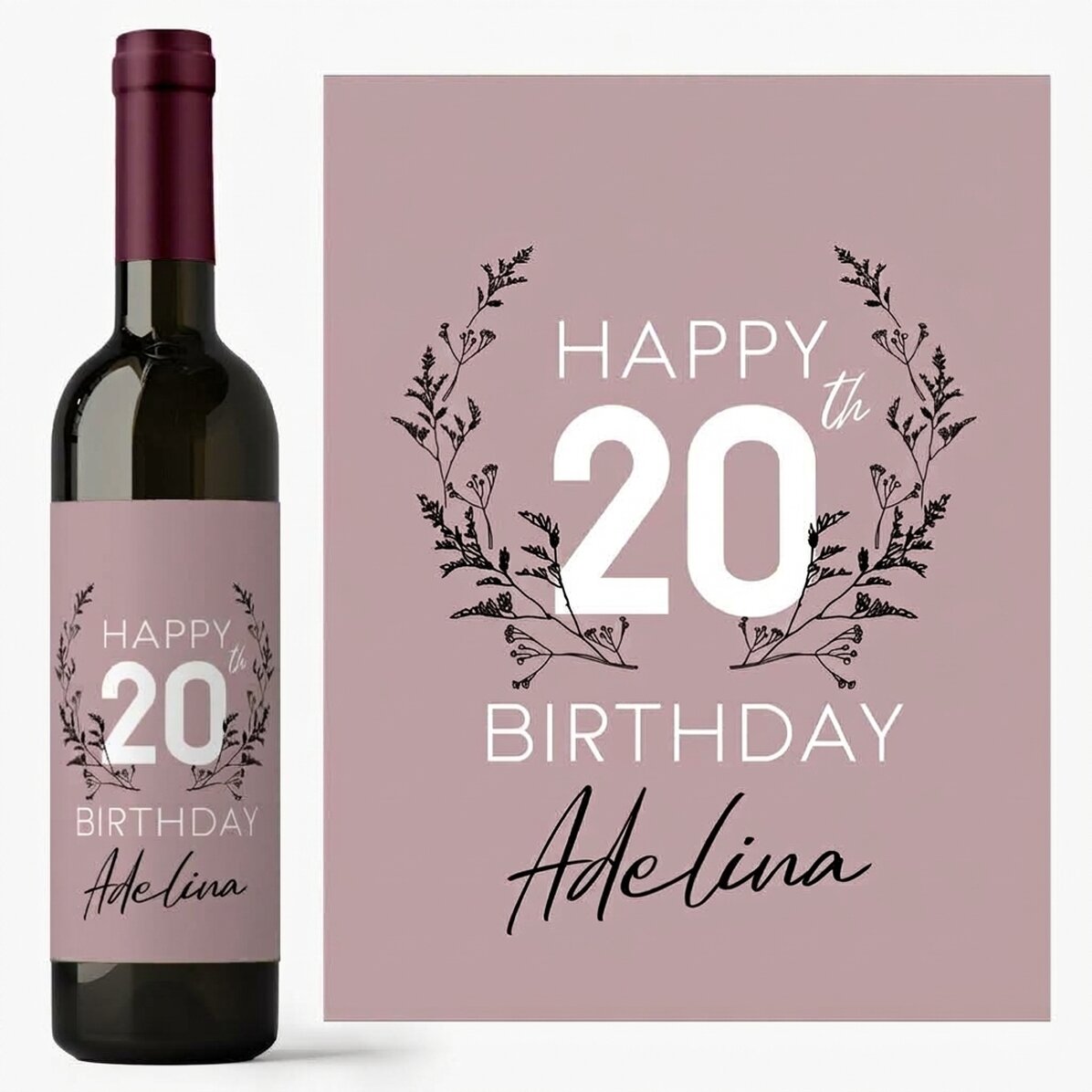 Vino personalizzato con dedica di compleanno - Floral