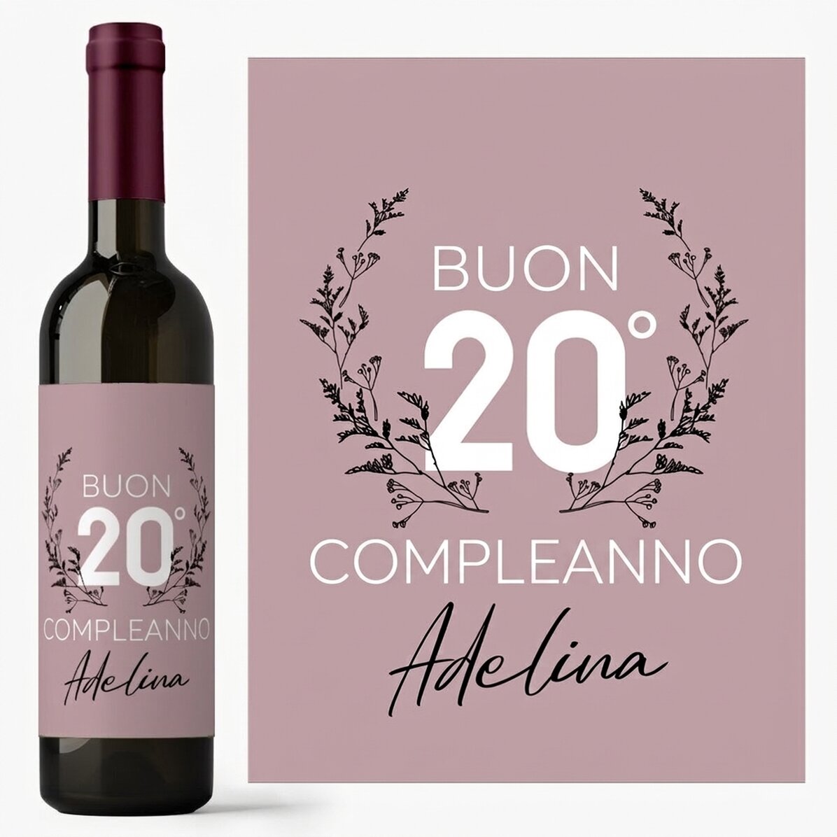 Vino personalizzato con dedica di compleanno - Floral