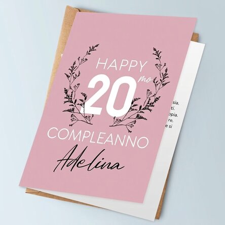 Biglietto di auguri personalizzato con testo per il compleanno - Floral