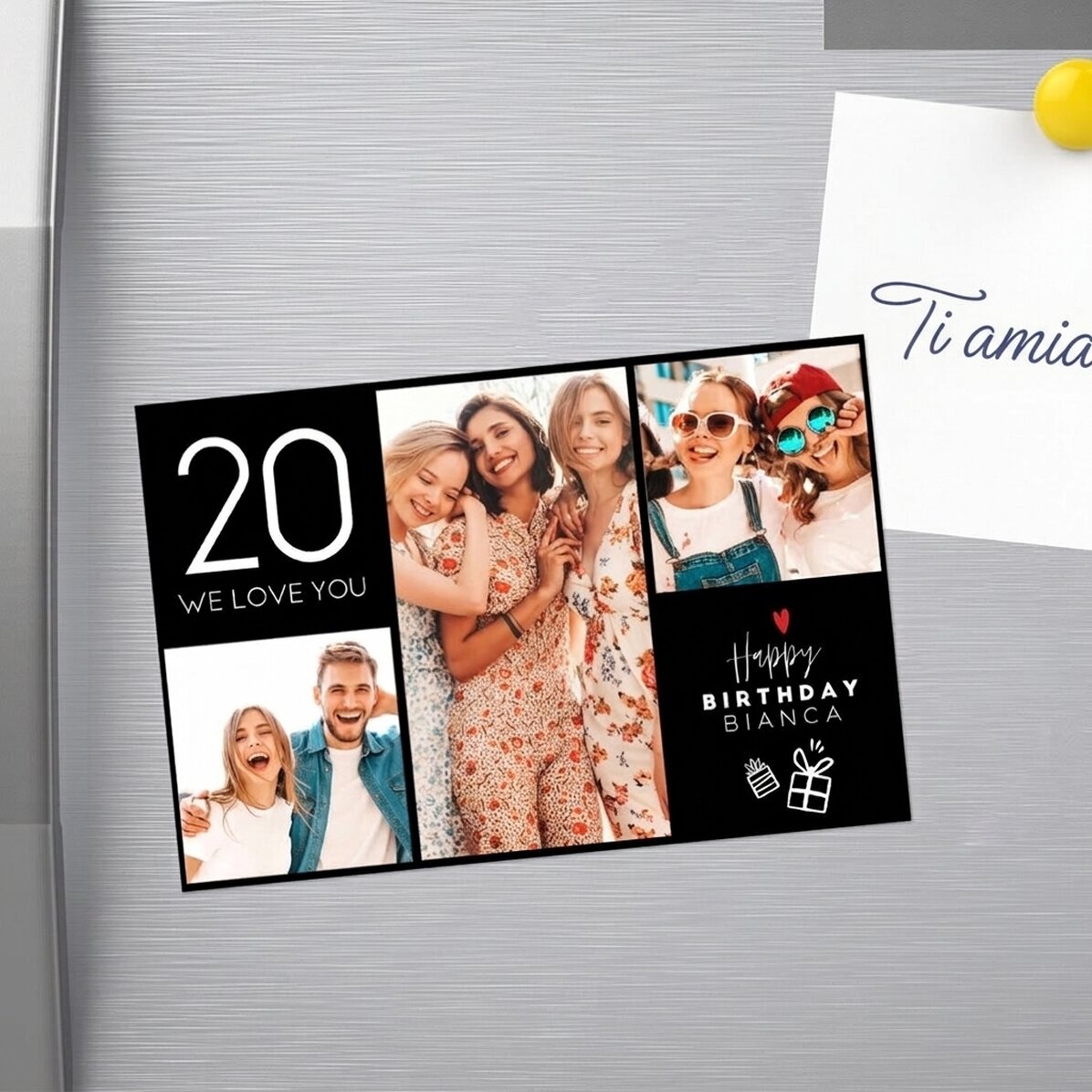 Magnete personalizzato 15x10 cm con la scritta "Happy birthday"