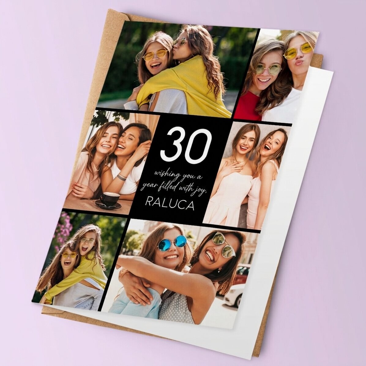 Biglietto di auguri personalizzato fronte-retro con foto e testo