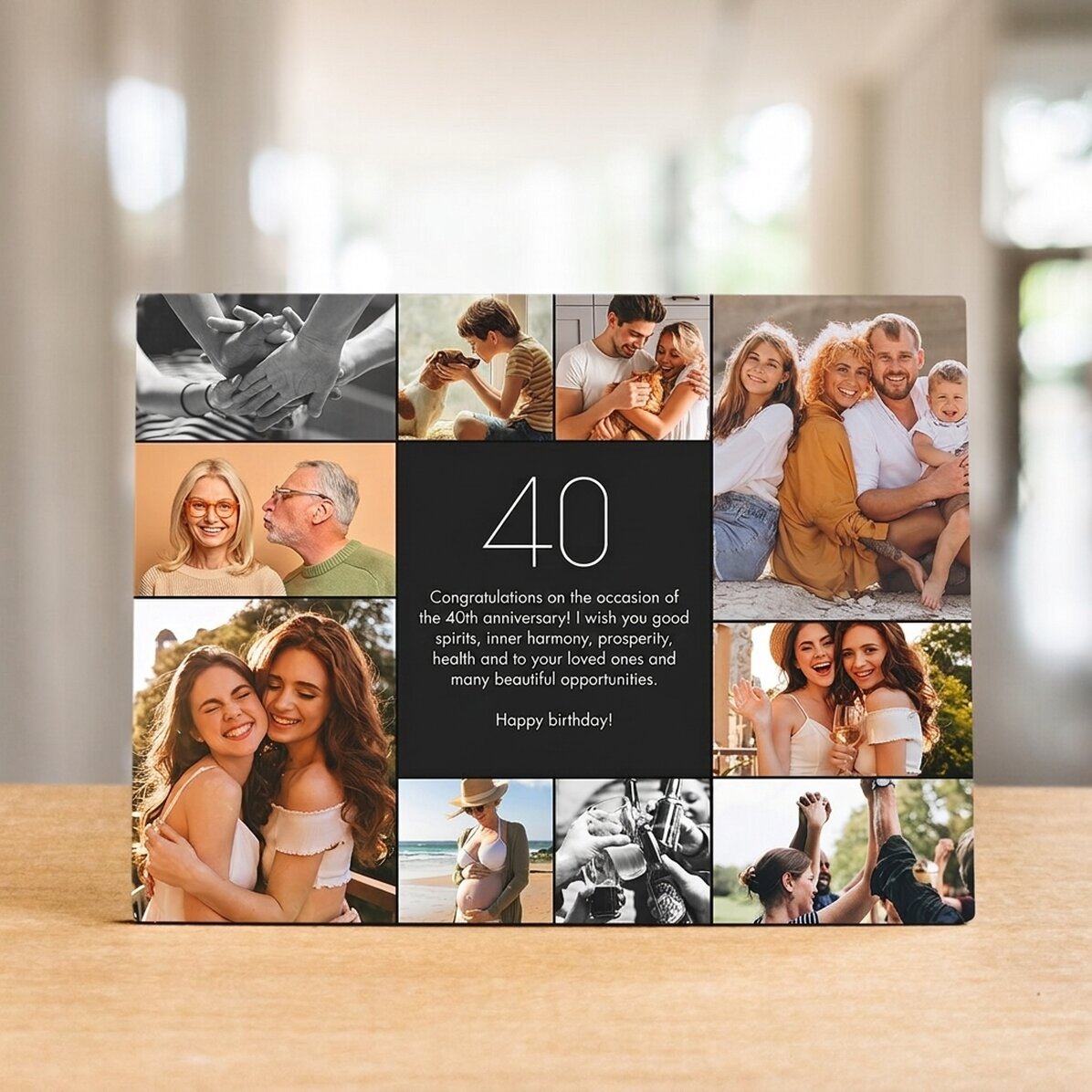 Cornice da scrivania personalizzata con 10 foto e testo - Sweet 40