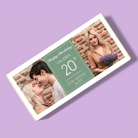 Cioccolato personalizzato con due foto e una dedica - Compleanno