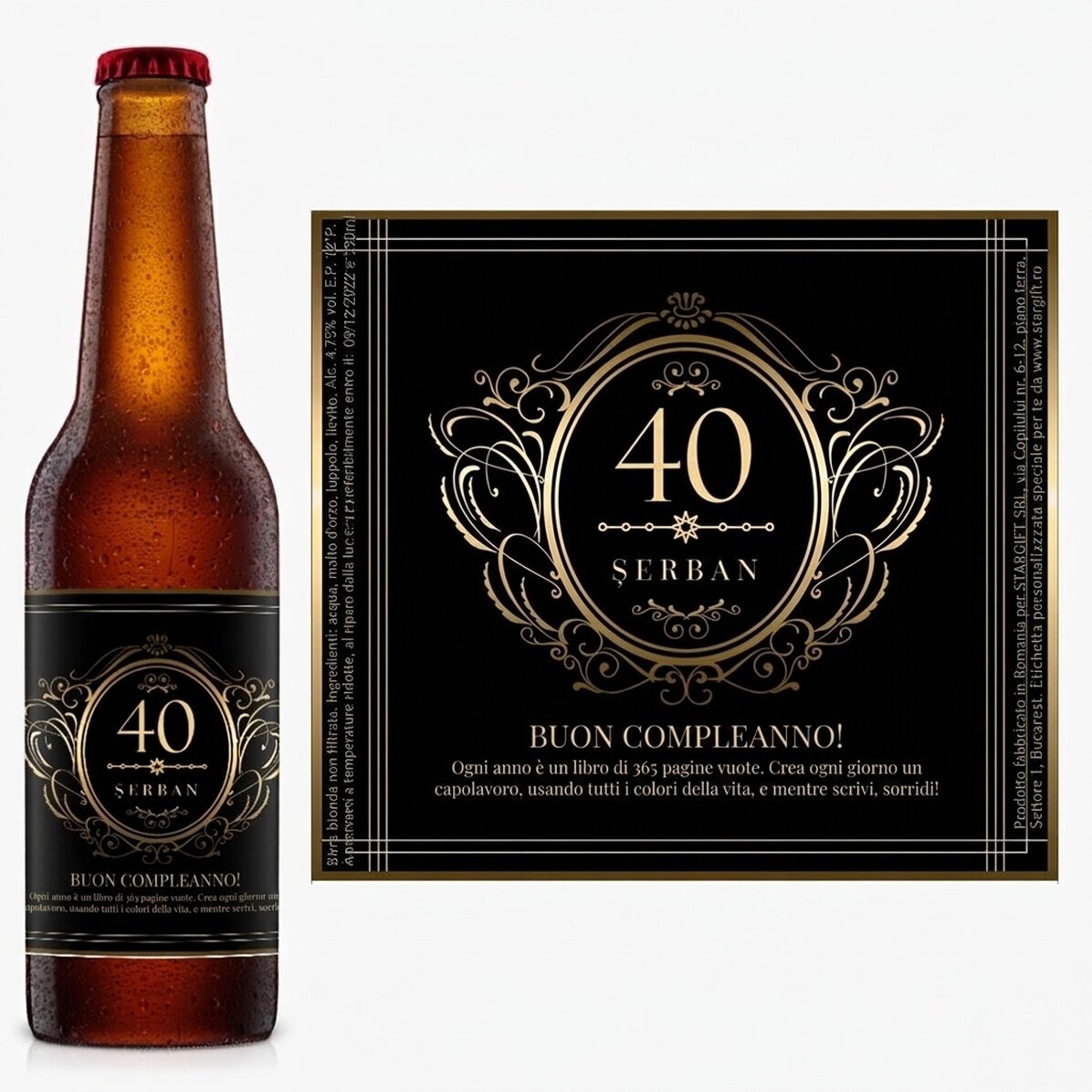 Birra personalizzata con scritta - Happy 40