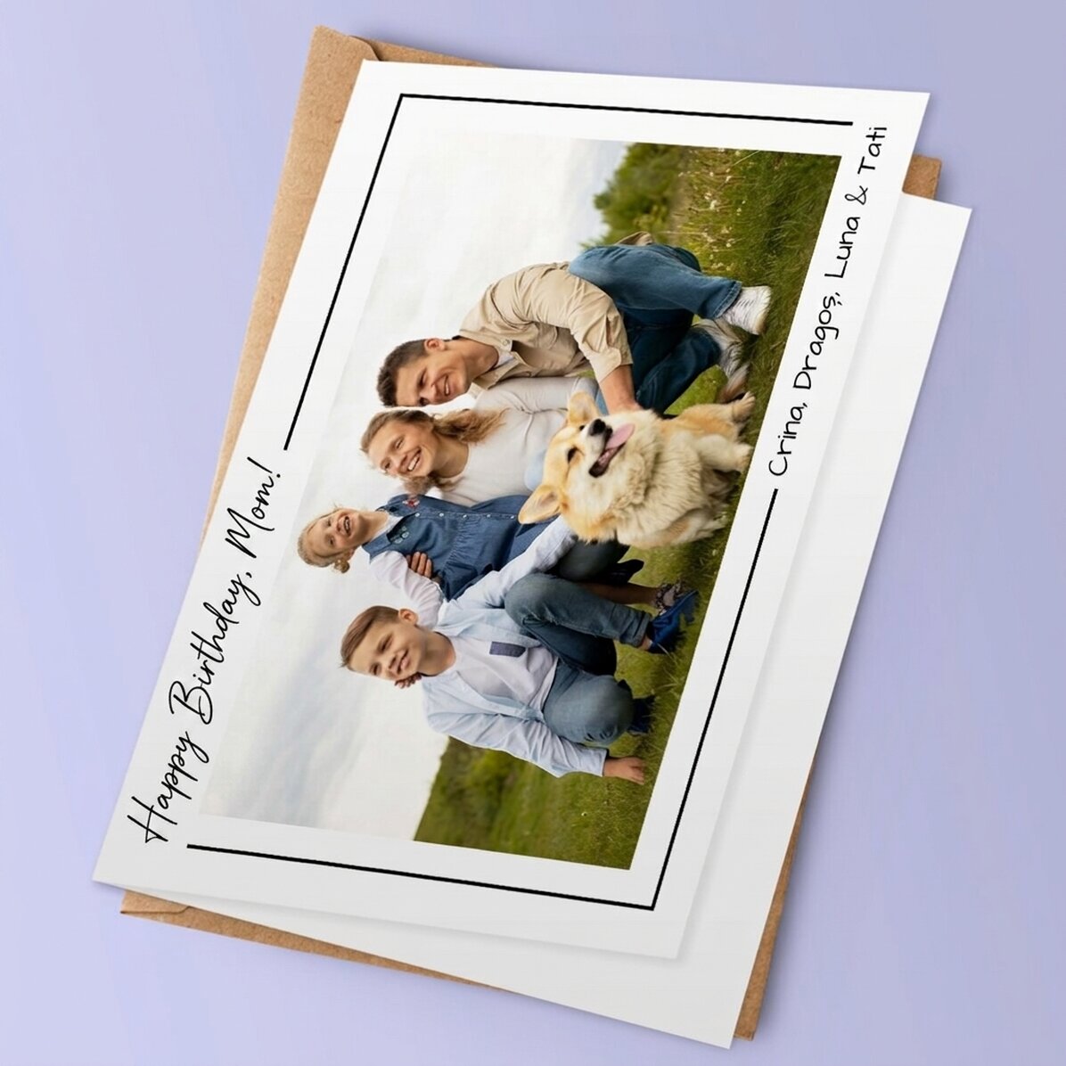 Biglietto di auguri personalizzato con una foto in formato orizzontale e un testo