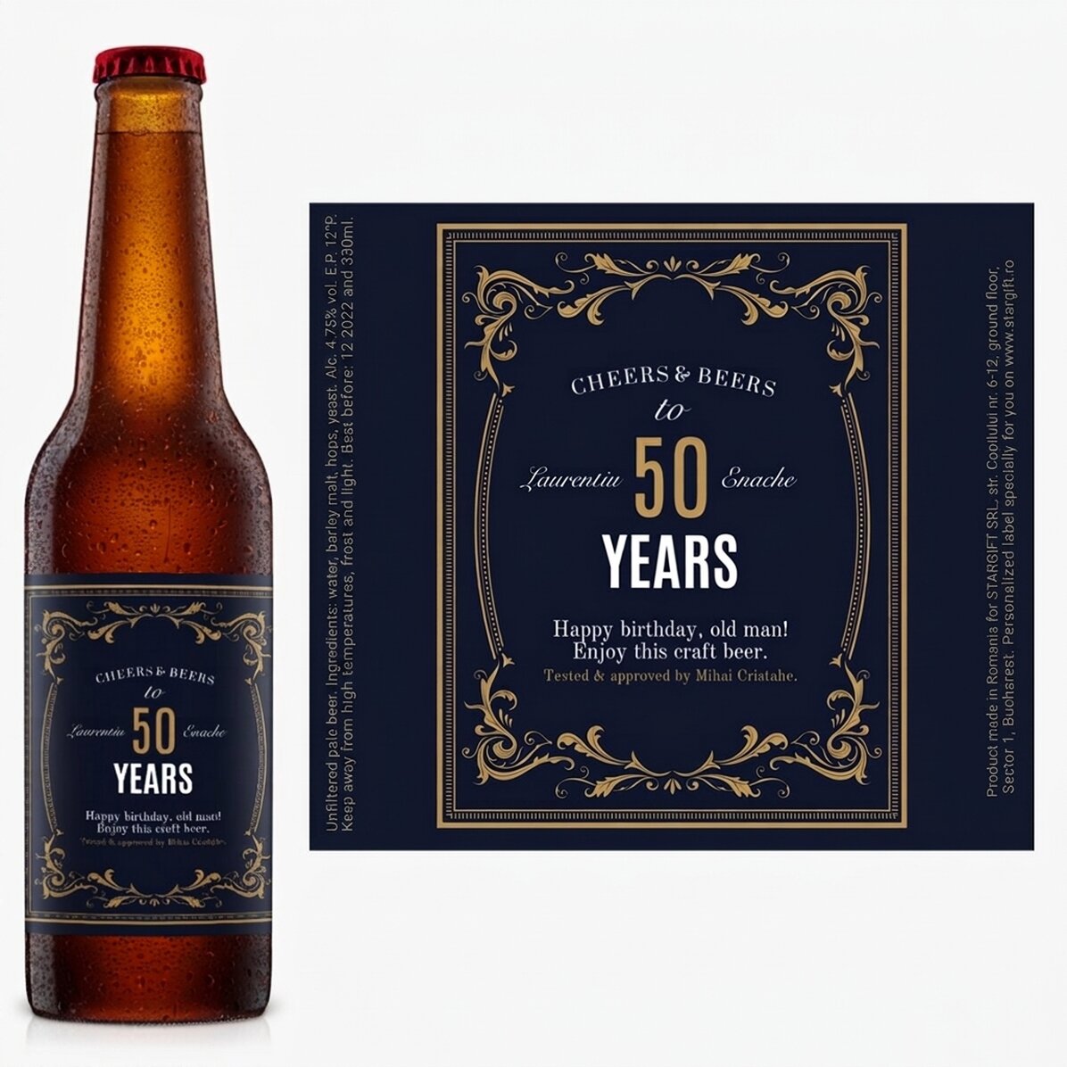 Birra personalizzata con scritta - Vintage 50