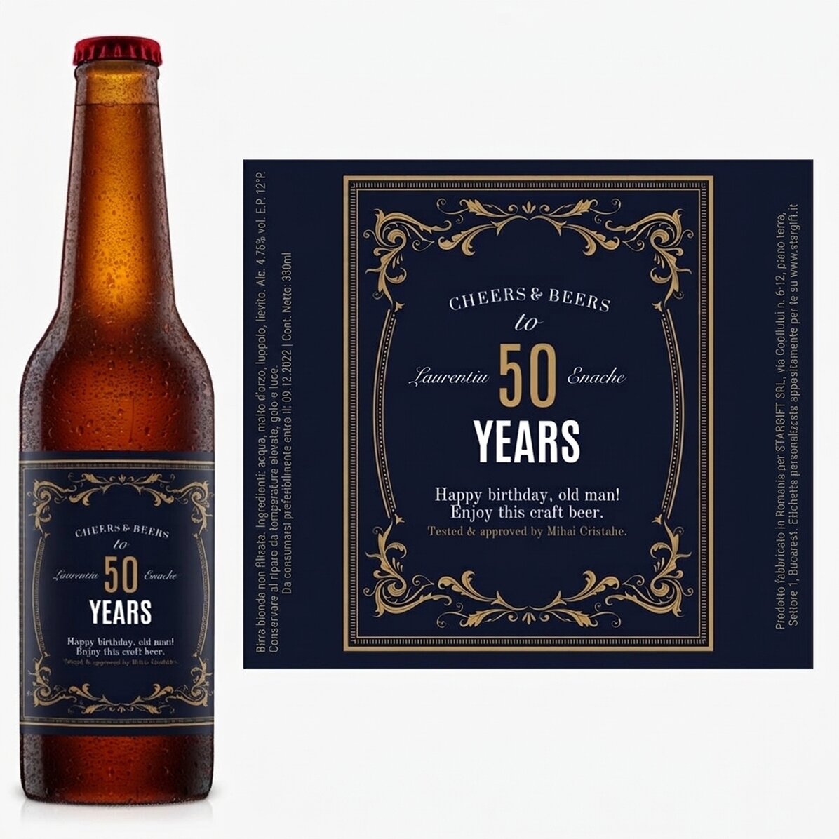 Birra personalizzata con scritta - Vintage 50