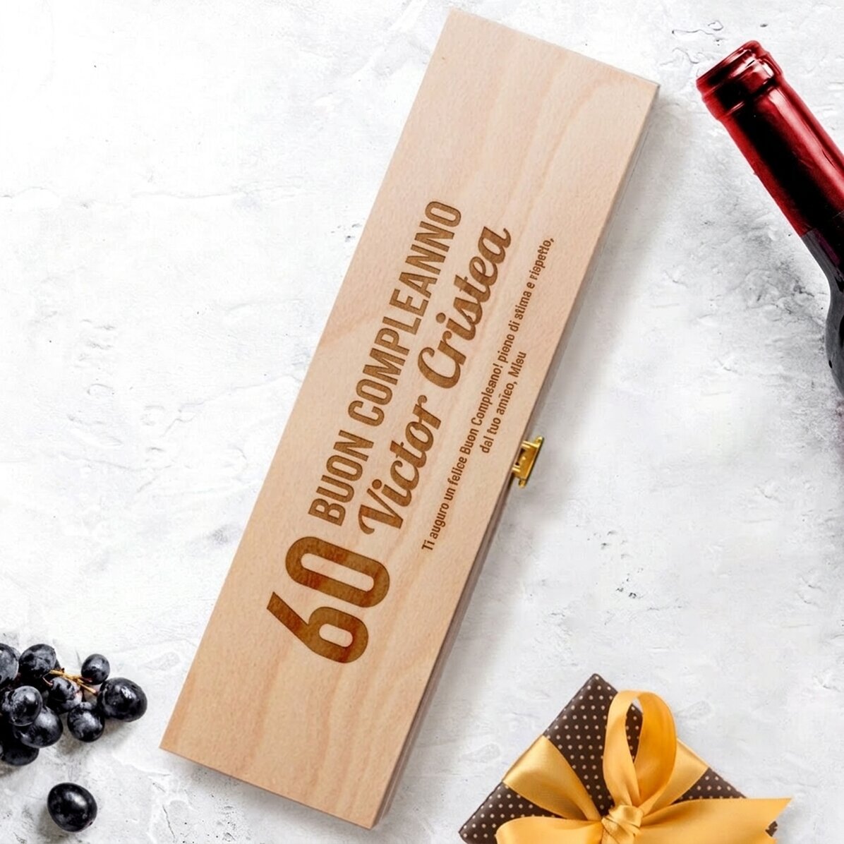 Scatola di vino personalizzata per il compleanno con messaggio - Buon compleanno