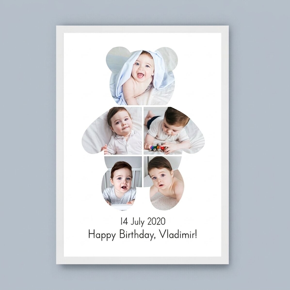 Quadro personalizzato con testo e 5 foto - Teddy Bear