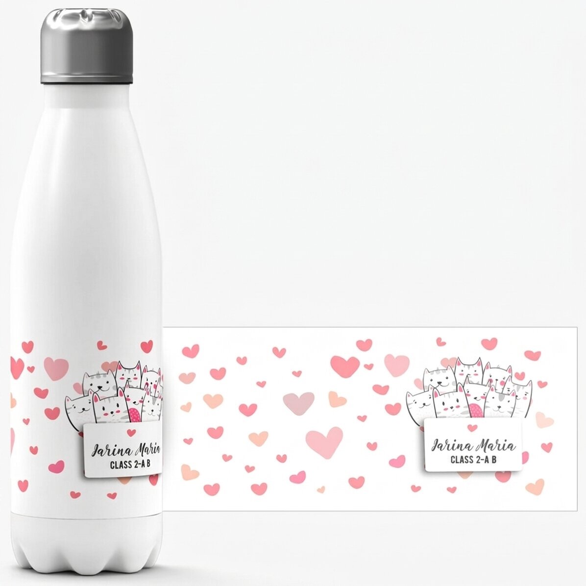 Thermos con base bianca personalizzato con nome - Kitty