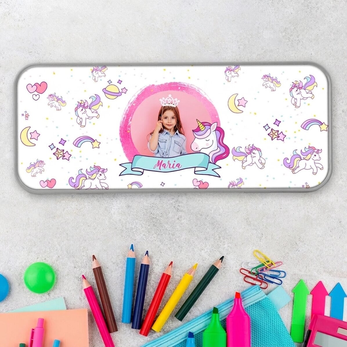 Astuccio personalizzato con foto e testo - Unicorno