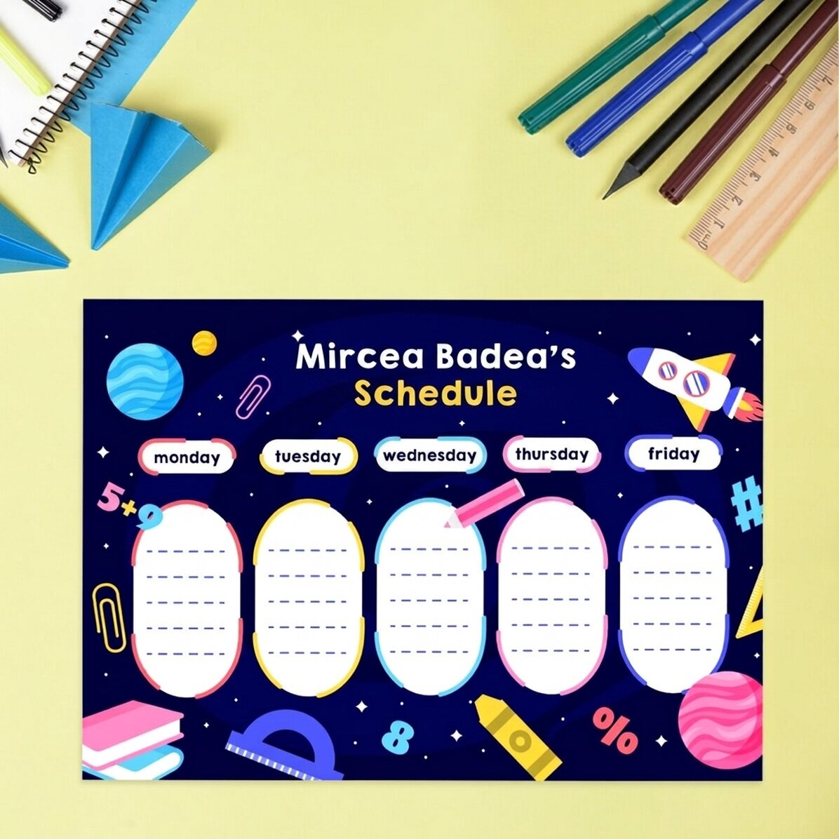 Orario personalizzato con nome - Space