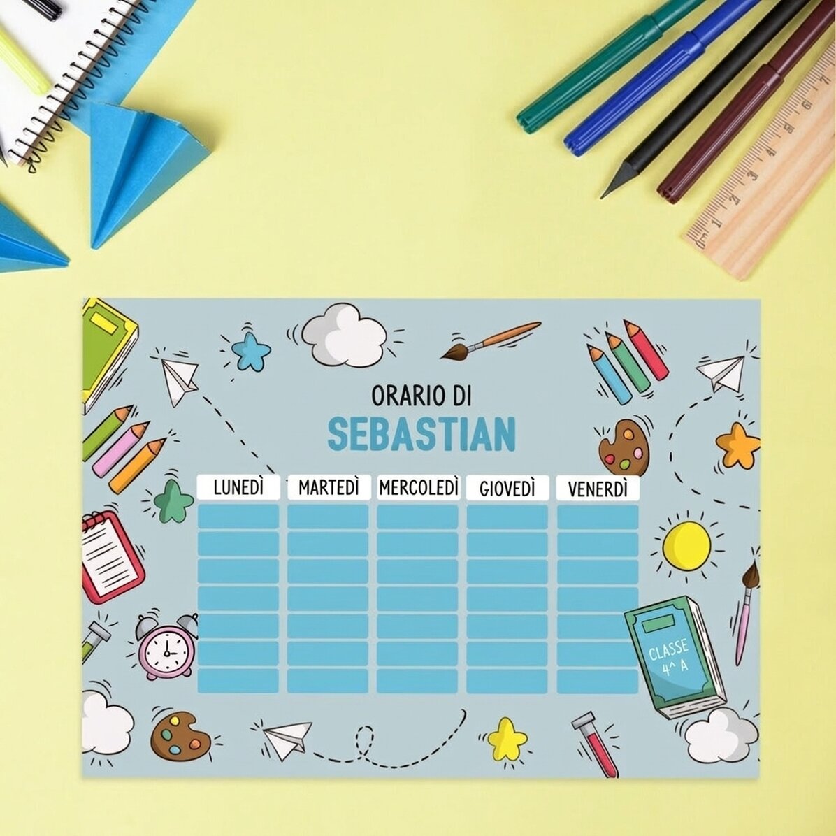 Orario personalizzato con testo - Scuola