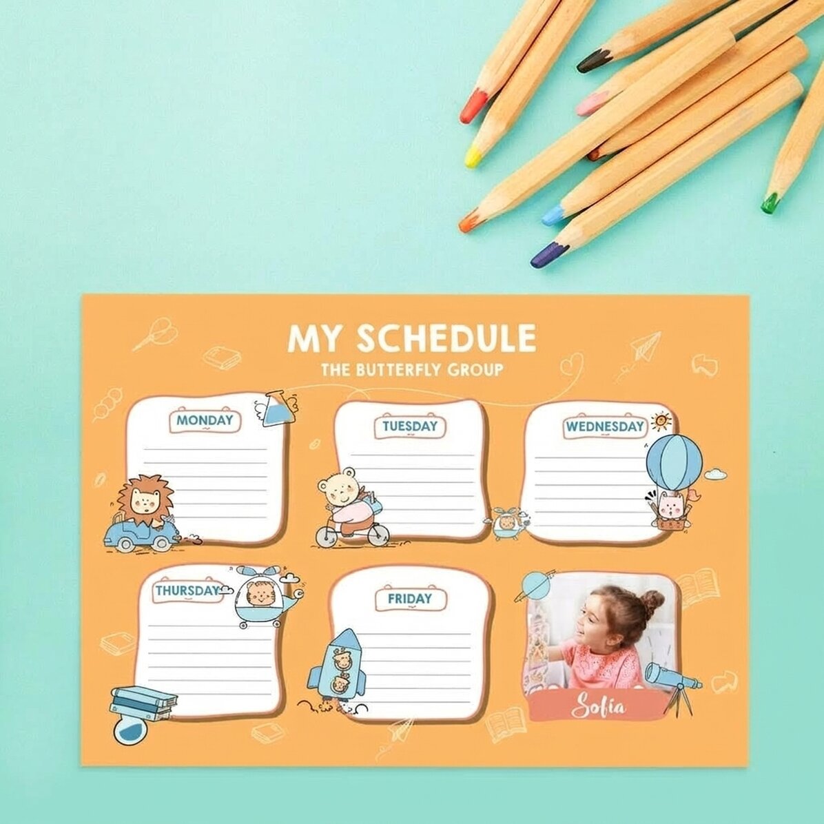 Orario personalizzato con foto e testo - Little ones