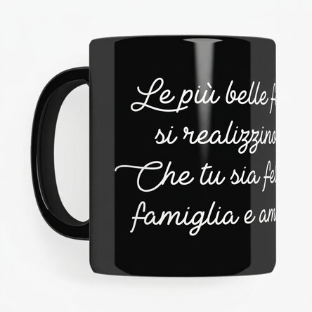 Tazza nera personalizzata con messaggio