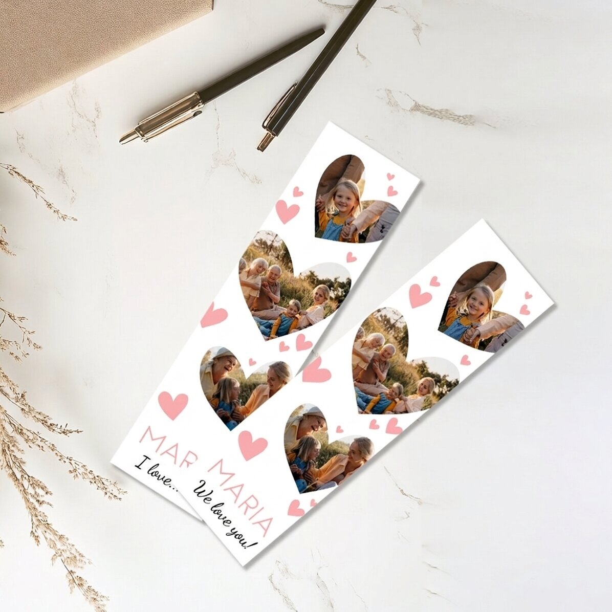 Segnalibro personalizzato con 3 foto e testo - Lovely