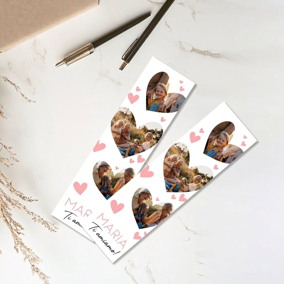Segnalibro personalizzato con 3 foto e testo - Lovely