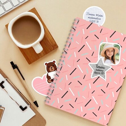 Set di 6 adesivi (etichette autoadesive) personalizzati per la scuola - Cute