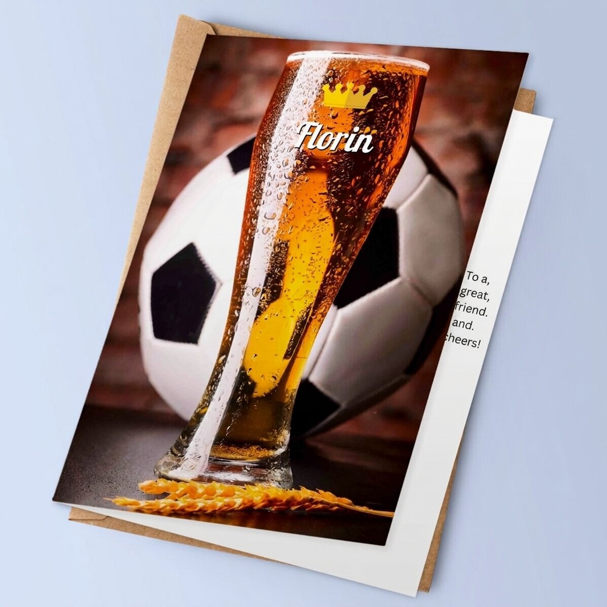 Biglietto di auguri personalizzato con bicchiere di birra