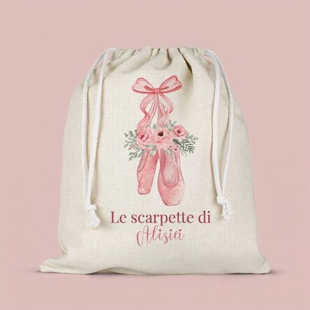 Sacchetto personalizzato con scritta per la scuola dell'infanzia - Scarpette da ballo