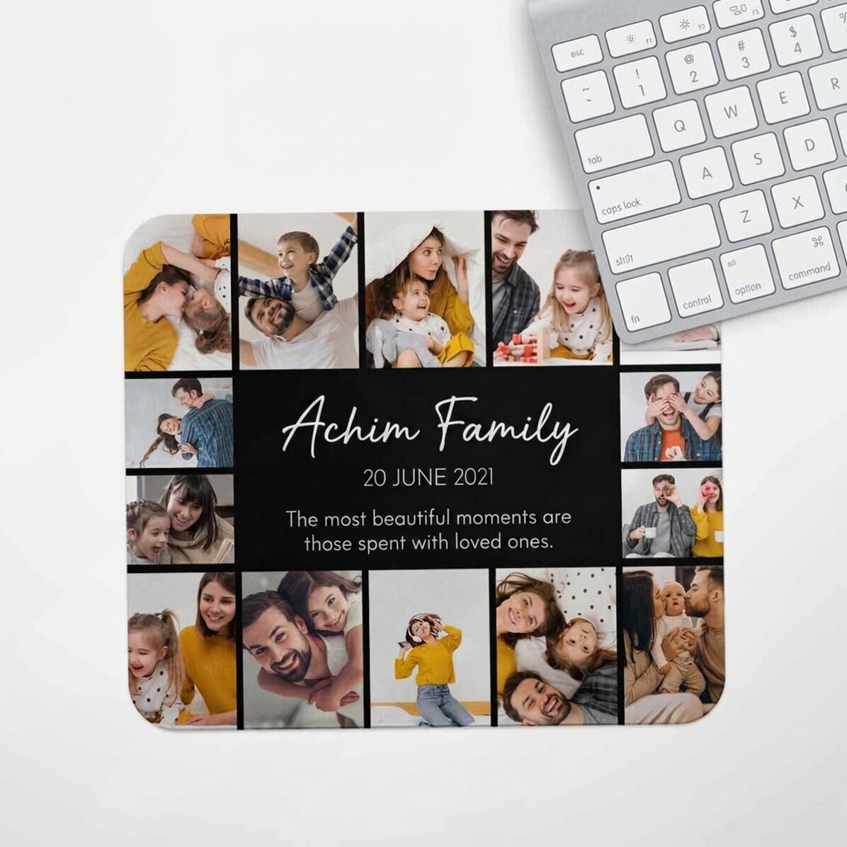 Tappetino per mouse personalizzato con 14 foto e testo