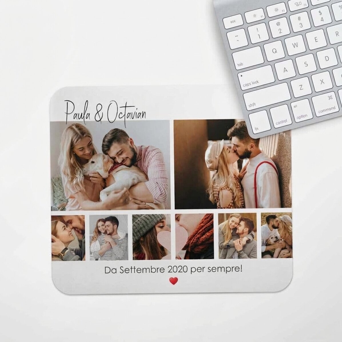Tappetino per mouse personalizzato con 8 foto e testo - For you