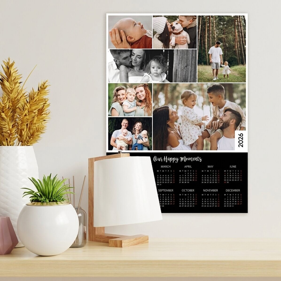 Poster calendario personalizzato con 7 foto e testo