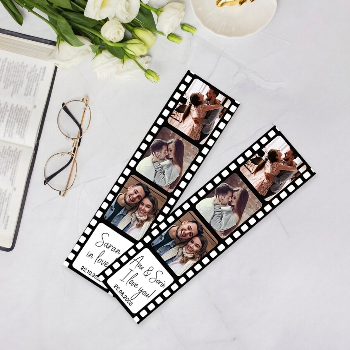 Segnalibro personalizzato con 3 foto e testo - La nostra storia
