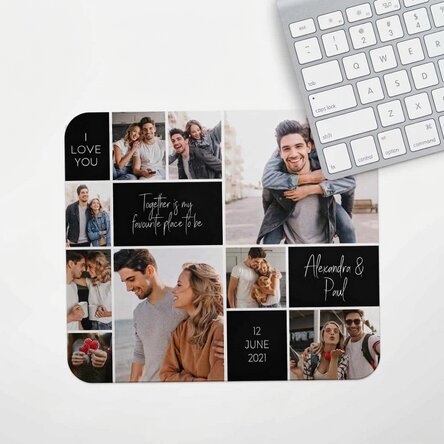 Tappetino per mouse personalizzato con 9 foto e testo - Memories