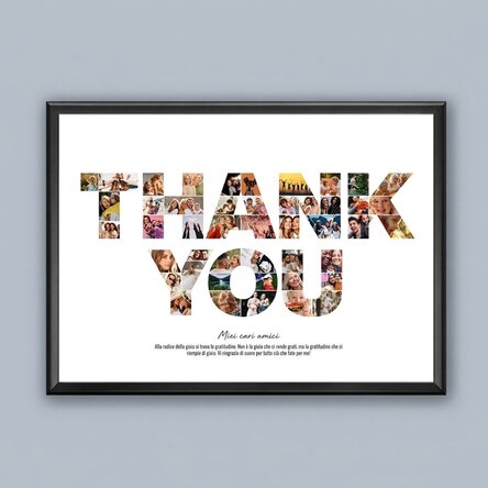 Quadro personalizzato in formato orizzontale con 46 foto e testo - THANK YOU