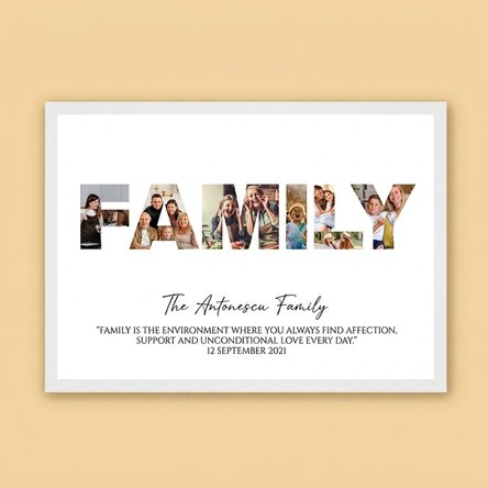 Personalised landscape canvas with 7 photos and text - Family