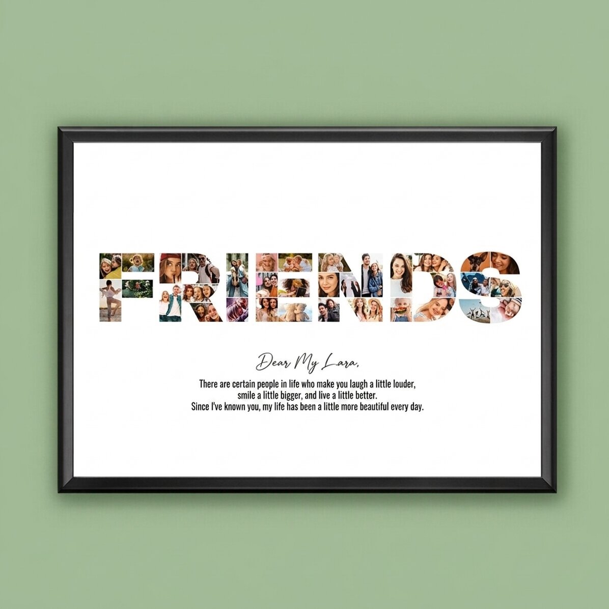 Quadro personalizzato in formato orizzontale con 34 foto e testo - FRIENDS
