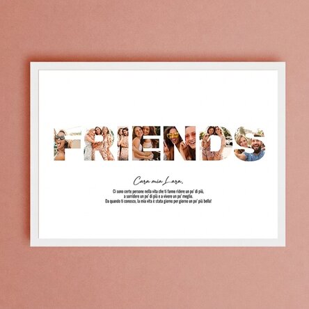 Quadro personalizzato in formato orizzontale con 7 foto e testo - FRIENDS