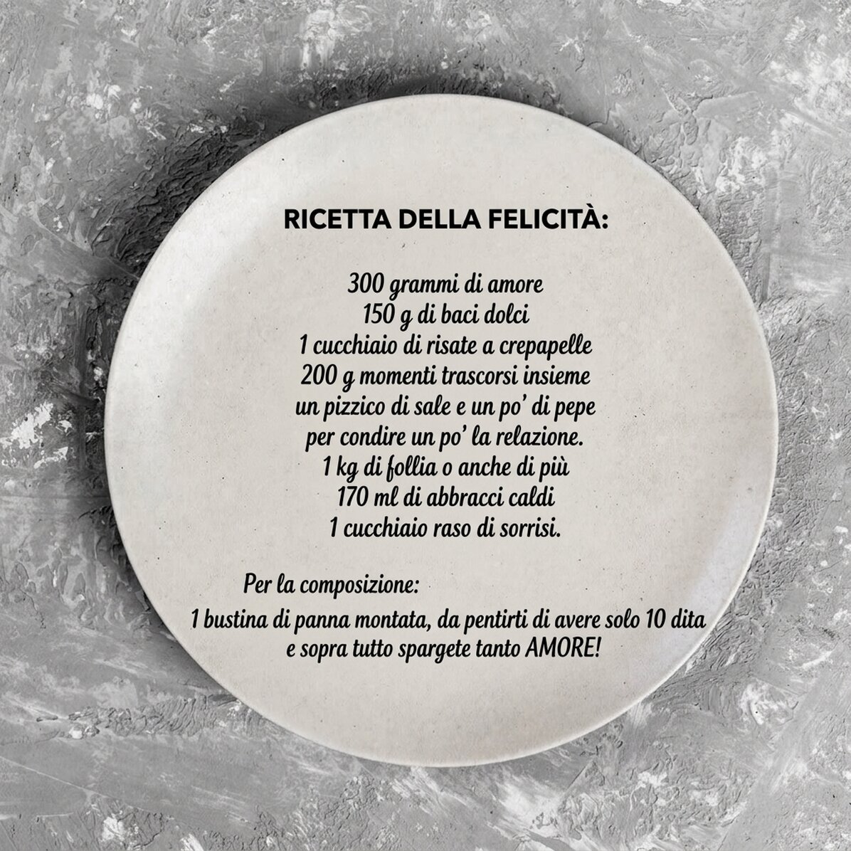 Piatto personalizzato con scritta