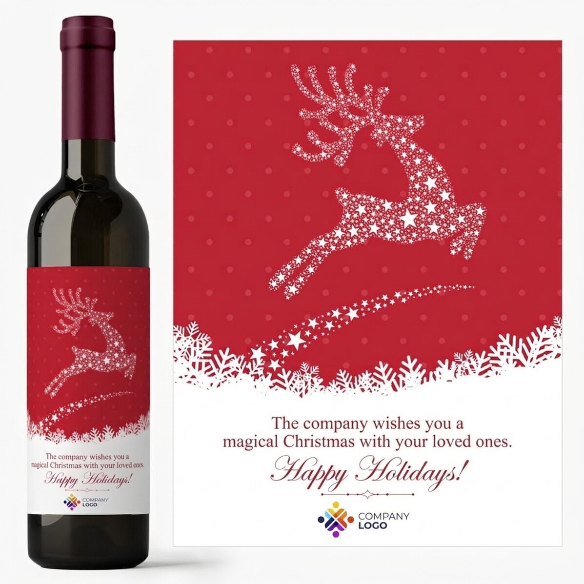 Vino personalizzato con testo e logo - La magia del Natale