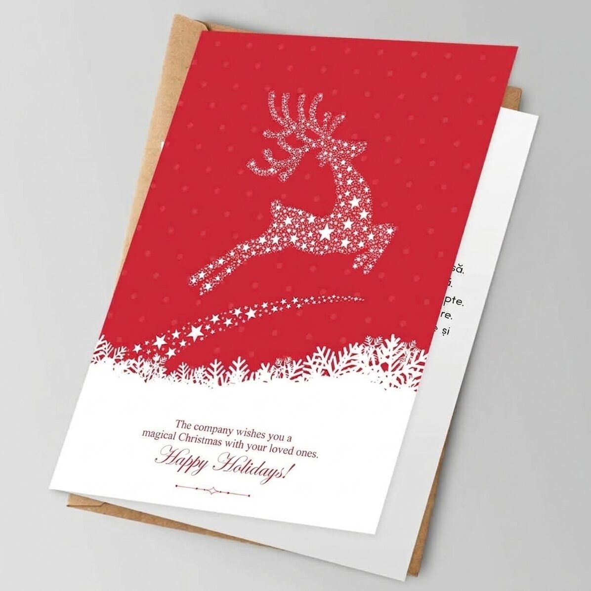 Biglietto di auguri personalizzato fronte-retro con testo e logo - La magia del Natale