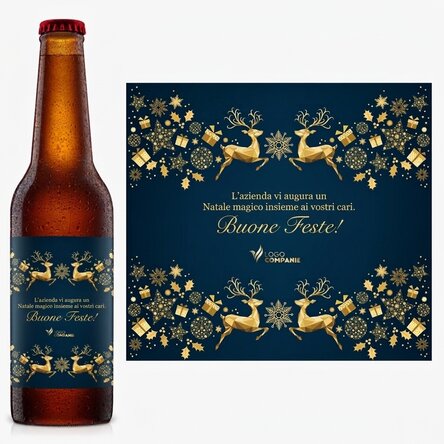 Birra personalizzata con testo e logo - Storia di Natale