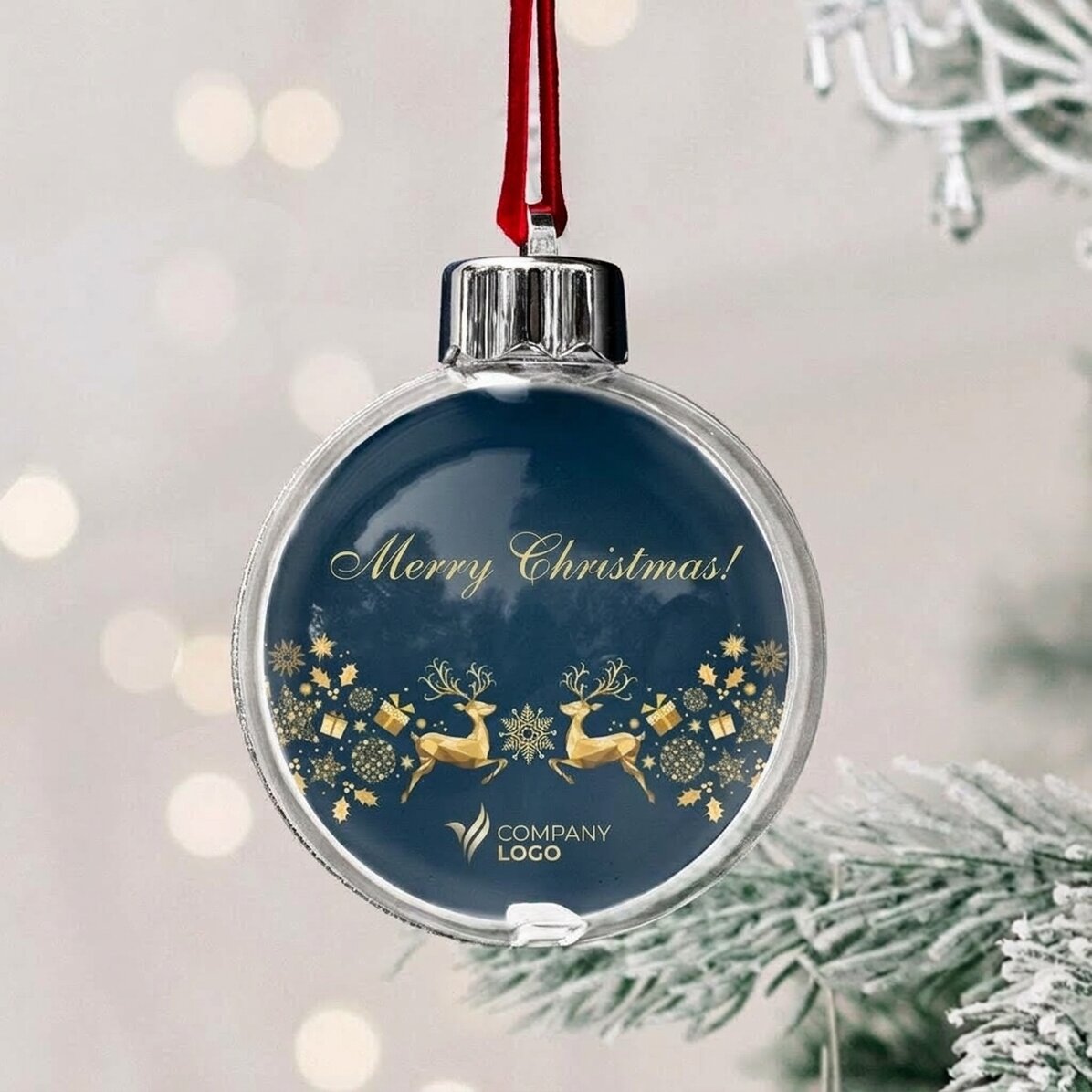 Globo personalizzato con logo e messaggio - Storia di Natale