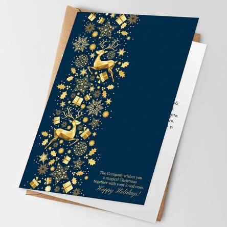 Biglietto di auguri personalizzato fronte-retro con testo e logo - Storia di Natale