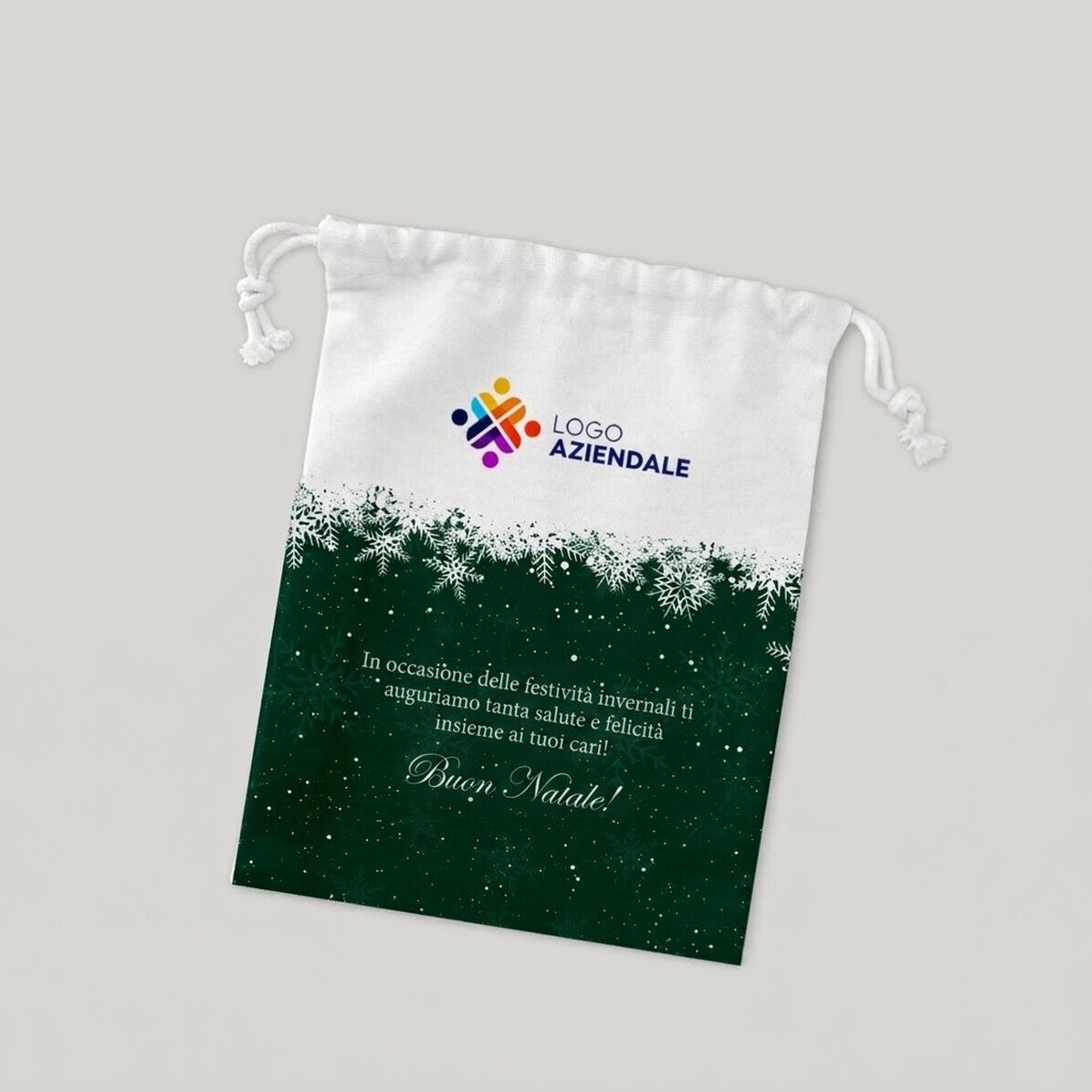 Piccolo sacchetto regalo personalizzato con logo e testo - Buone feste!