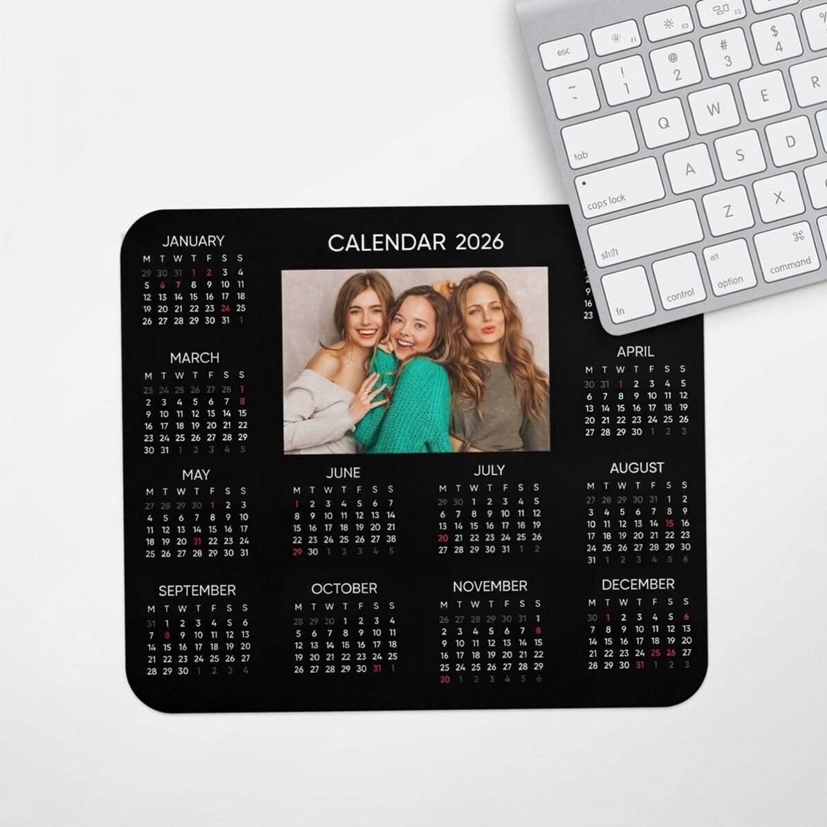 Tappetino per mouse personalizzato con foto e testo - Calendario