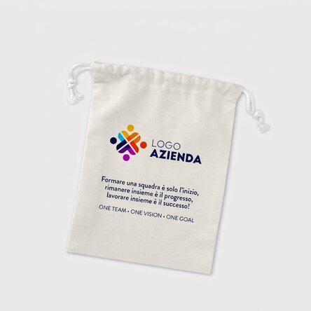 Piccolo sacchetto regalo personalizzato con logo e messaggio