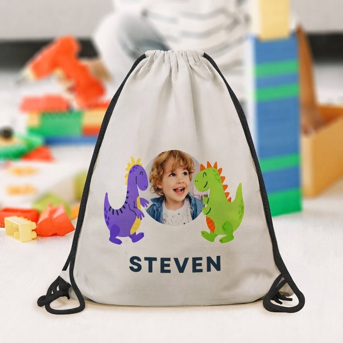 Zaino personalizzato con foto e testo - Happy dinosaurs