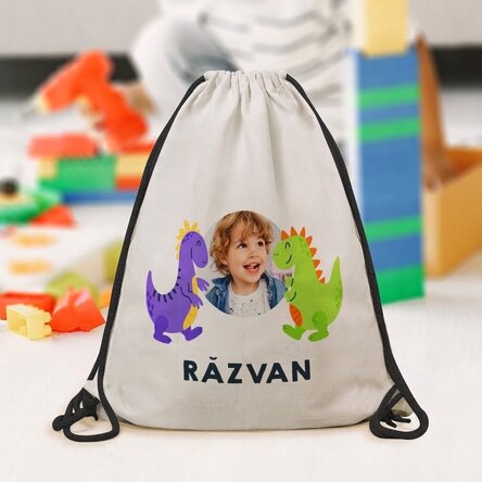 Zaino personalizzato con foto e testo - Happy dinosaurs