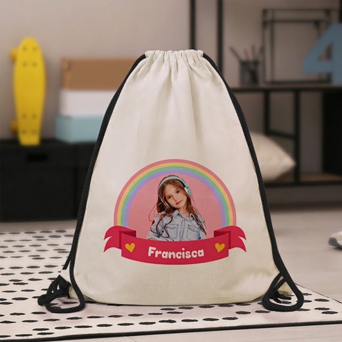 Zaino personalizzato con foto e nome - Rainbow