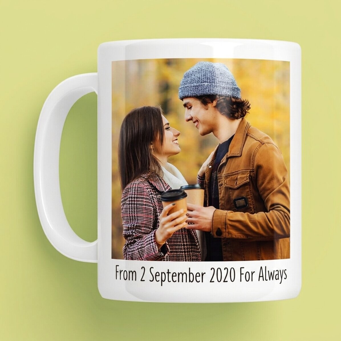 Tazza personalizzata con 2 foto e un testo
