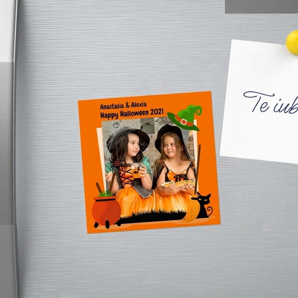 Magnete 10x10 personalizzato con una foto e un testo - Halloween