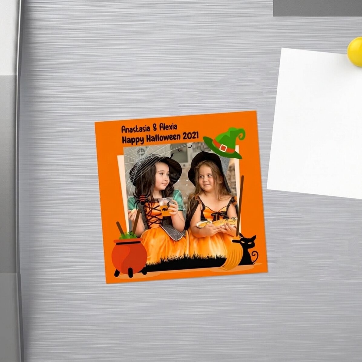 Magnete 10x10 personalizzato con una foto e un testo - Halloween